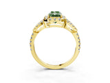 Yellow gold Fancy Green Radiant Cut Cut Diamond Halo Engagement Ring with Open Split Pavé Band_3