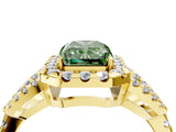 Yellow gold Fancy Green Radiant Cut Cut Diamond Halo Engagement Ring with Open Split Pavé Band_4