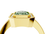 Yellow gold Fancy Green Radiant Cut-Cut Diamond Halo Engagement Ring with Pave Band and Prong Setting_4