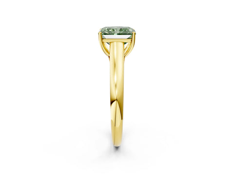 Yellow gold Fancy Green Radiant Cut Cut Diamond Solitaire Engagement Ring with Tapered Plain Band and Four-Prong Setting_2