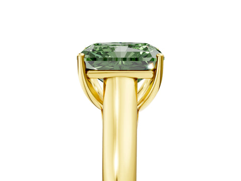 Yellow gold Fancy Green Radiant Cut Cut Diamond Solitaire Engagement Ring with Tapered Plain Band and Four-Prong Setting_5