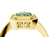 Yellow gold Fancy Green Radiant Cut Cut Halo Pavé Diamond Ring_4