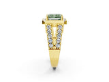 Yellow gold Fancy Green Radiant Cut Cut Halo Split Shank Prong Set Ring_2