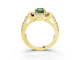 Yellow gold Fancy Green Radiant Cut Cut Halo Split Shank Prong Set Ring_3