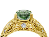 Yellow gold Fancy Green Radiant Cut Cut Milgrain Pave Diamond Engagement Ring with Four-Prong Setting_31