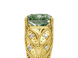 Yellow gold Fancy Green Radiant Cut Cut Milgrain Pave Diamond Engagement Ring with Four-Prong Setting_32