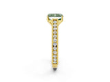 Yellow gold Fancy Green Radiant Cut Cut Pave Band Milgrain Solitaire Ring_13