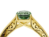 Yellow gold Fancy Green Radiant Cut Cut Pave Band Milgrain Solitaire Ring_15