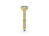 Yellow gold Fancy Green Radiant Cut Cut Pave Band Milgrain Solitaire Ring_25