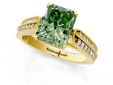 Yellow gold Fancy Green Radiant Cut Cut Pave Split Shank Engagement Ring with Four-Prong Setting_1