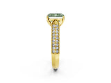 Yellow gold Fancy Green Radiant Cut Cut Pave Split Shank Engagement Ring with Four-Prong Setting_2