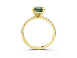 Yellow gold Fancy Green Radiant Cut Diamond Brilliant Solitaire Ring with Pavé Band and Four-Prong Setting_27
