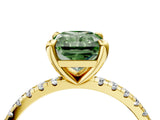 Yellow gold Fancy Green Radiant Cut Diamond Brilliant Solitaire Ring with Pavé Band and Four-Prong Setting_28