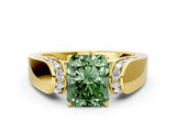 Yellow gold Fancy Green Radiant Cut Diamond Channel Set Solitaire Ring with Four-Prong Setting_12