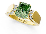 Yellow gold Fancy Green Radiant Cut Diamond Channel Set Solitaire Ring with Four-Prong Setting_13