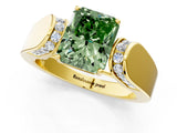 Yellow gold Fancy Green Radiant Cut Diamond Channel Set Solitaire Ring with Four-Prong Setting_25