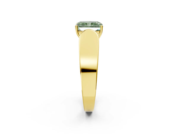 Yellow Gold Radiant Cut Channel Set Engagement Ring Setting for Fancy Green Center with Wide Band