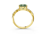 Yellow gold Fancy Green Radiant Cut Diamond Cluster Pavé Band with Four-Prong Setting_15