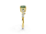 Yellow gold Fancy Green Radiant Cut Diamond Cluster Pavé Band with Four-Prong Setting_5