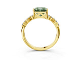 Yellow gold Fancy Green Radiant Cut Diamond Cluster Pavé Band with Four-Prong Setting_6