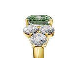 Yellow gold Fancy Green Radiant  Cut Diamond Cluster Ring with Round Accent Stones and Prong Setting on a Classic Band_54
