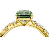 Yellow gold Fancy Green Radiant Cut Diamond Cluster Side Stone Solitaire Ring with Prong Setting_56