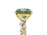 Yellow gold Fancy Green Radiant Cut Diamond Cluster Side Stone Solitaire Ring with Prong Setting_57
