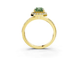 Yellow gold Fancy Green Radiant Cut Diamond Double Halo Ring with Split Shank and Four-Prong Setting_3