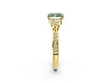 Yellow gold Fancy Green Radiant  Cut Diamond Engagement Ring with Bezel Set Round Side Stones and Prong Setting_51