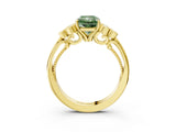 Yellow gold Fancy Green Radiant  Cut Diamond Engagement Ring with Bezel Set Round Side Stones and Prong Setting_52