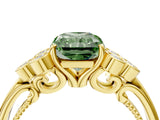 Yellow gold Fancy Green Radiant  Cut Diamond Engagement Ring with Bezel Set Round Side Stones and Prong Setting_53