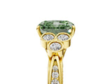 Yellow gold Fancy Green Radiant  Cut Diamond Engagement Ring with Bezel Set Round Side Stones and Prong Setting_54