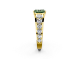 Yellow gold Fancy Green Radiant  Cut Diamond Engagement Ring with Pavé Band and Four-Prong Setting_5
