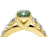 Yellow gold Fancy Green Radiant  Cut Diamond Engagement Ring with Pavé Band and Four-Prong Setting_7