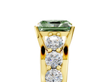 Yellow gold Fancy Green Radiant  Cut Diamond Engagement Ring with Pavé Band and Four-Prong Setting_8