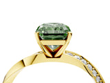 Yellow gold Fancy Green Radiant Cut Diamond Engagement Ring with Side Stone Accents and Four-Prong Setting_100