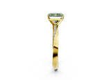 Yellow gold Fancy Green Radiant Cut Diamond Engagement Ring with Side Stone Accents and Four-Prong Setting_14