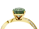 Yellow gold Fancy Green Radiant Cut Diamond Engagement Ring with Side Stone Accents and Four-Prong Setting_16