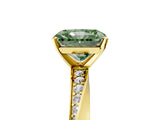 Yellow gold Fancy Green Radiant Cut Diamond Engagement Ring with Side Stone Accents and Four-Prong Setting_17
