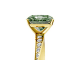 Yellow gold Fancy Green Radiant Cut Diamond Engagement Ring with Side Stone Accents and Four-Prong Setting_65