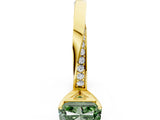 Yellow gold Fancy Green Radiant Cut Diamond Engagement Ring with Side Stone Accents and Four-Prong Setting_96