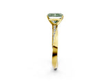 Yellow gold Fancy Green Radiant Cut Diamond Engagement Ring with Side Stone Accents and Four-Prong Setting_98