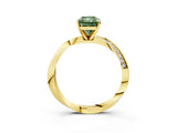 Yellow gold Fancy Green Radiant Cut Diamond Engagement Ring with Side Stone Accents and Four-Prong Setting_99
