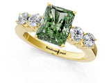 Yellow gold Fancy Green Radiant  Cut Diamond Five-Stone Prong Set White Gold Ring_34