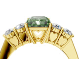 Yellow gold Fancy Green Radiant  Cut Diamond Five-Stone Prong Set White Gold Ring_37