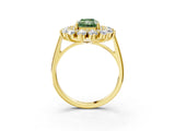 Yellow gold Fancy Green Radiant Cut Diamond Floral Double Halo Engagement Ring with Prong Setting_27