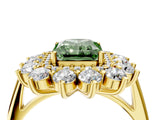 Yellow gold Fancy Green Radiant Cut Diamond Floral Double Halo Engagement Ring with Prong Setting_28
