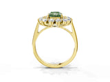 Yellow gold Fancy Green Radiant Cut Diamond Floral Double Halo Engagement Ring with Prong Setting_75