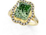 Yellow gold Fancy Green Radiant Cut Diamond Floral Halo Split Shank Prong Setting Ring_1