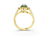 Yellow gold Fancy Green Radiant Cut Diamond Floral Halo Split Shank Prong Setting Ring_3